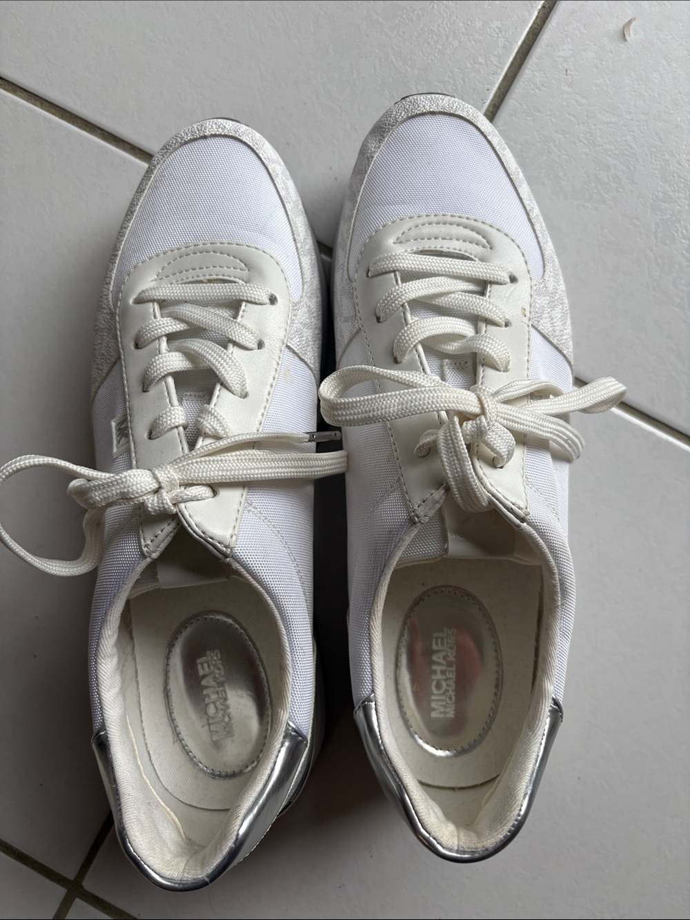 Michael Kors White Sneakers with Silver Accents